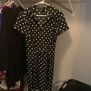 Black and white polkadots, Ann Taylor dress. Size large.